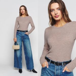 Reformation Jeans Cashmere Crew Sweater in Oatmeal